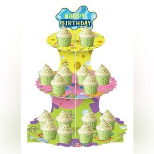 Sponge Bob 3-Tier Yellow Cake Stand, Yellow Cupcake Stand ,Dessert Birthday